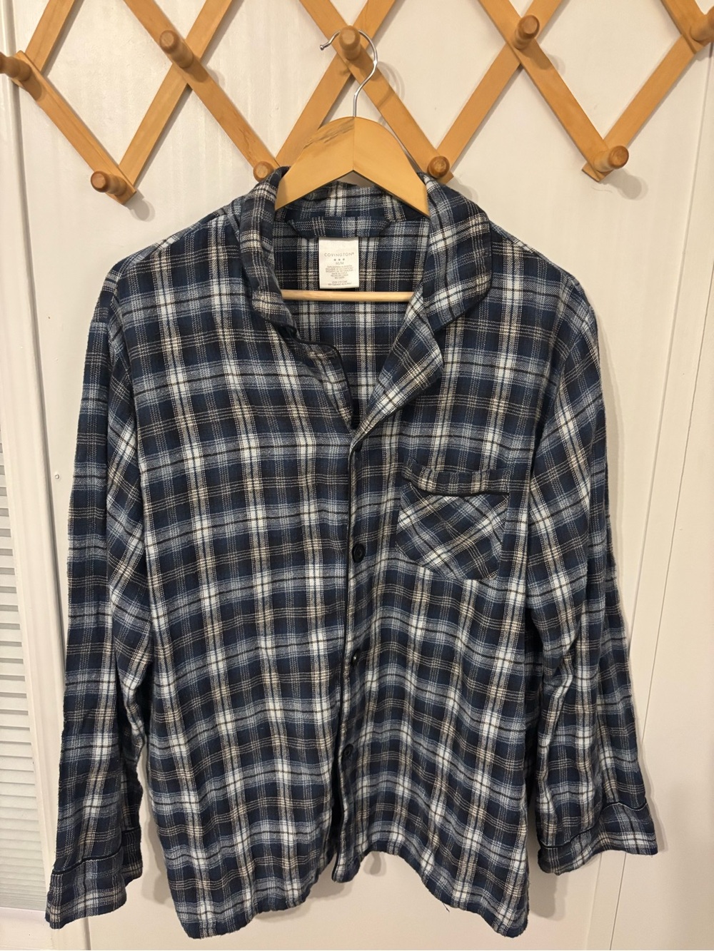 Covington 100% cotton Navy Plaid Flannel Shirt - Men's Long Sleeve